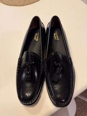 G.H. Bass & Co. Weejuns Larkin Black Leather Tassel Penny Loafers Sz 13D Tub8
